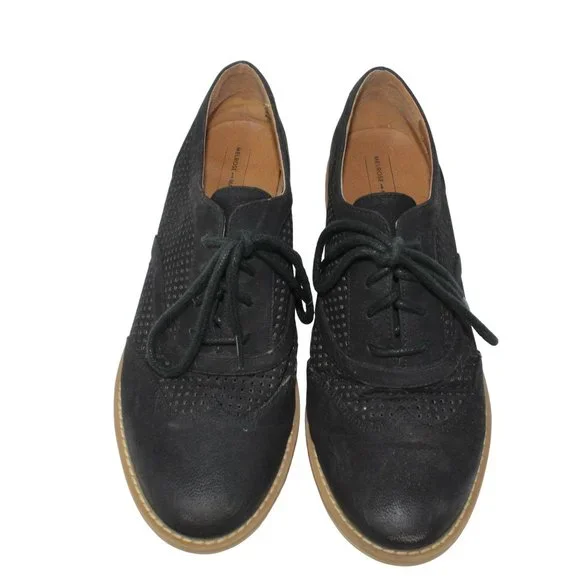 Melrose And Market Womens Size 7M Black Classic Perforated Oxfords Shoes - Picture 7 of 12